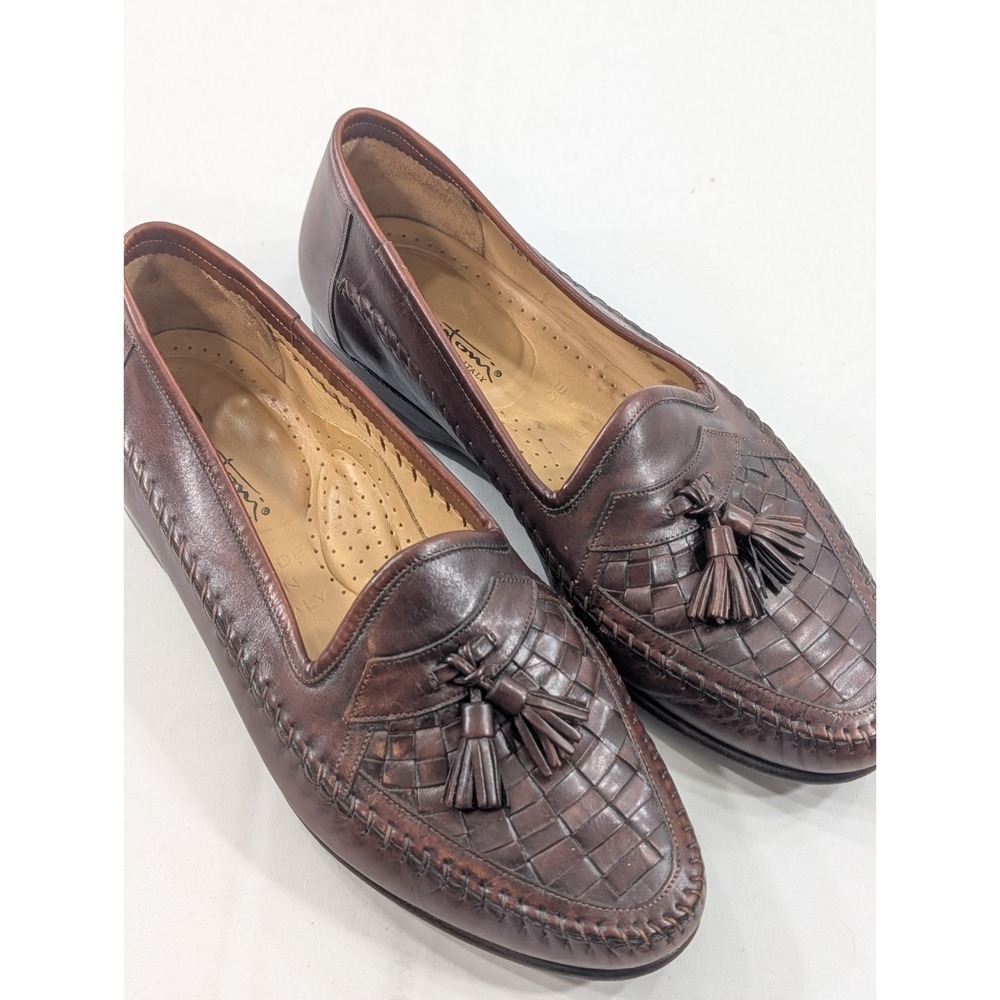 Santoni Tassel Loafers Mens 8 1/2 Leather Slip On Dress Shoes‎ Italy 181386